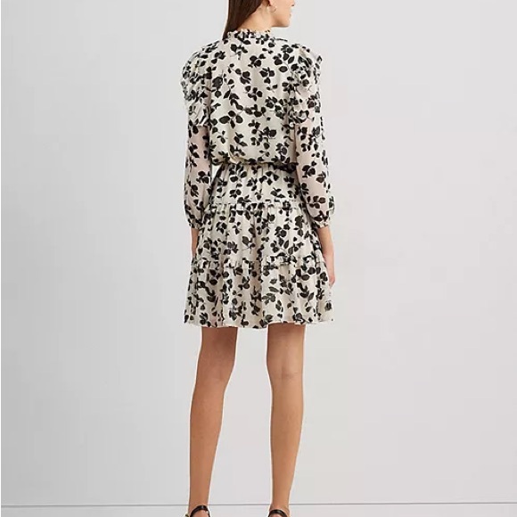 Ralph Lauren Floral Ruffle Trim Dress - 18 - Black and White - Picture 3 of 6
